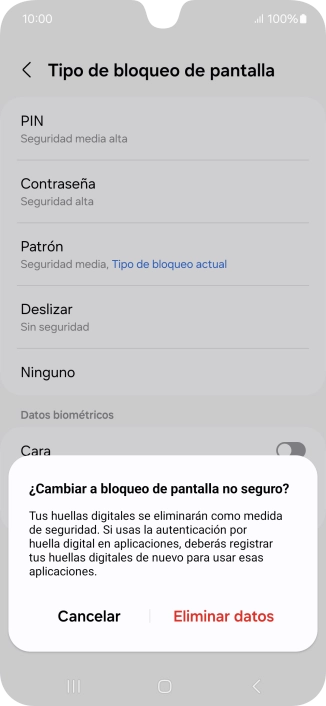 Pulsa Eliminar datos.
