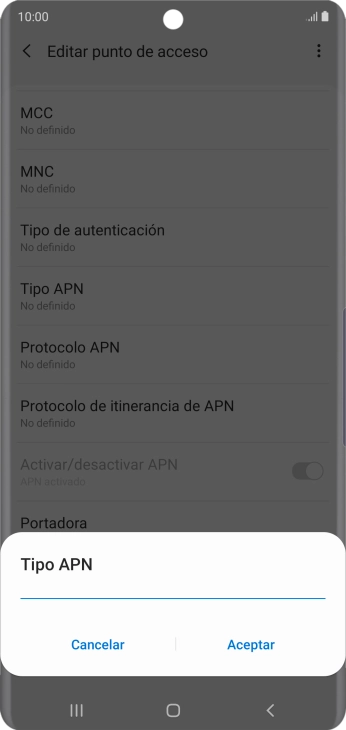 Introduce default y pulsa Aceptar.