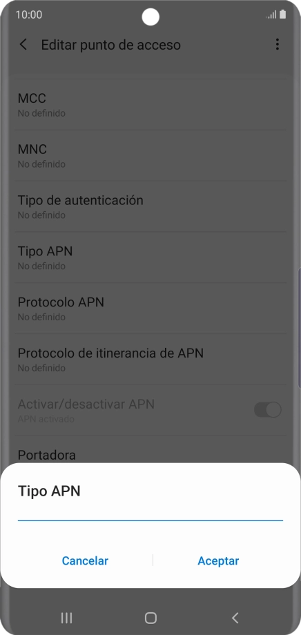 Introduce default y pulsa Aceptar.