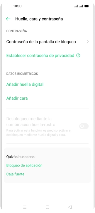 Pulsa Contraseña de la pantalla de bloqueo e introduce el código de seguridad extra que has creado anteriormente.