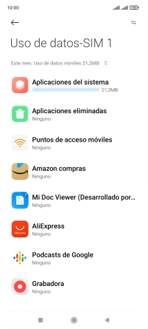 El consumo total de datos del período seleccionado aparece ahora en la pantalla.
