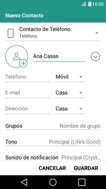 Pulsa Teléfono e introduce el número de teléfono deseado.