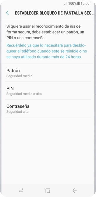 Pulsa la opción deseada y sigue las indicaciones de la pantalla para crear un código de seguridad del teléfono adicional.