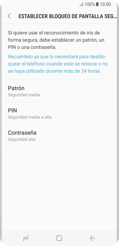 Pulsa la opción deseada y sigue las indicaciones de la pantalla para crear un código de seguridad del teléfono adicional.