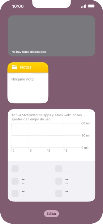 Pulsa el grupo de widgets deseado durante unos instantes.