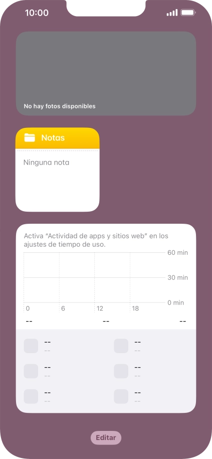 Pulsa el grupo de widgets deseado durante unos instantes.