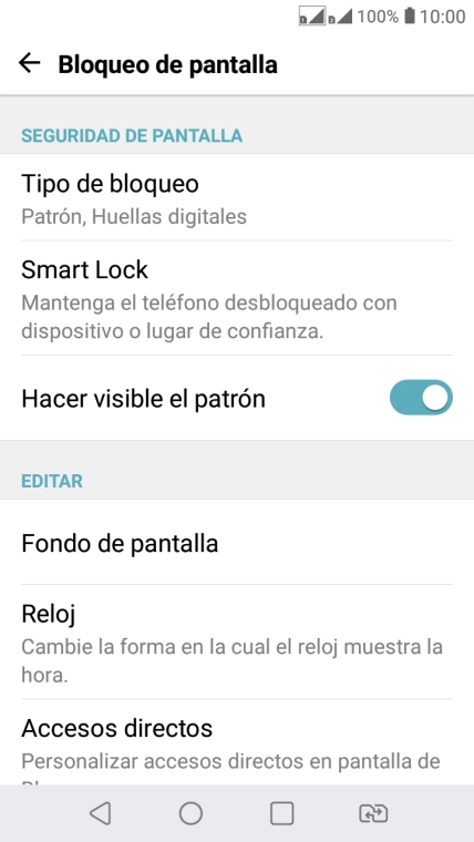 Pulsa Tipo de bloqueo e introduce el código de seguridad actual.