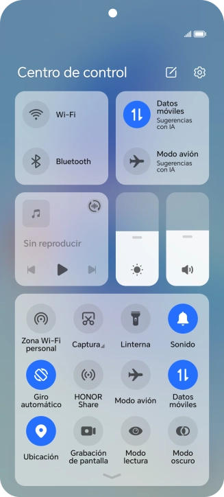 Pulsa el icono de modo de avión para activar o desactivar la función.