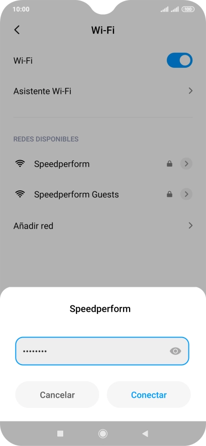 Introduce la contraseña de la red wifi y pulsa Conectar.