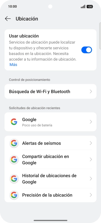 Pulsa Precisión de la ubicación.