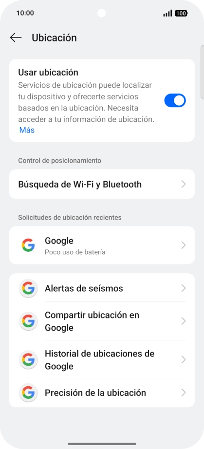 Pulsa Precisión de la ubicación.