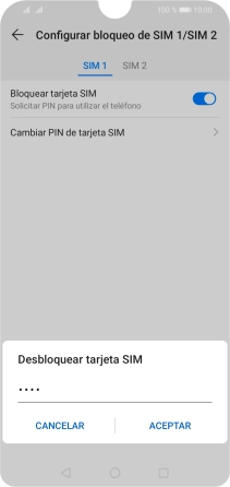 Introduce tu código PIN y pulsa ACEPTAR.