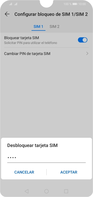 Introduce tu código PIN y pulsa ACEPTAR.