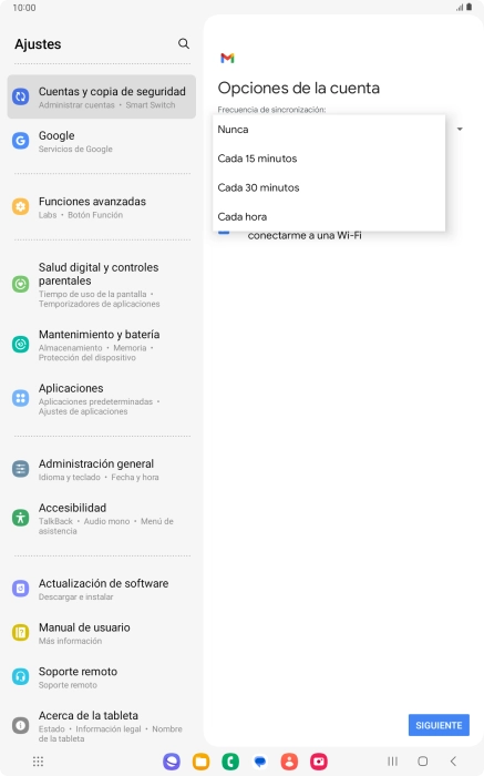 Pulsa el ajuste deseado.