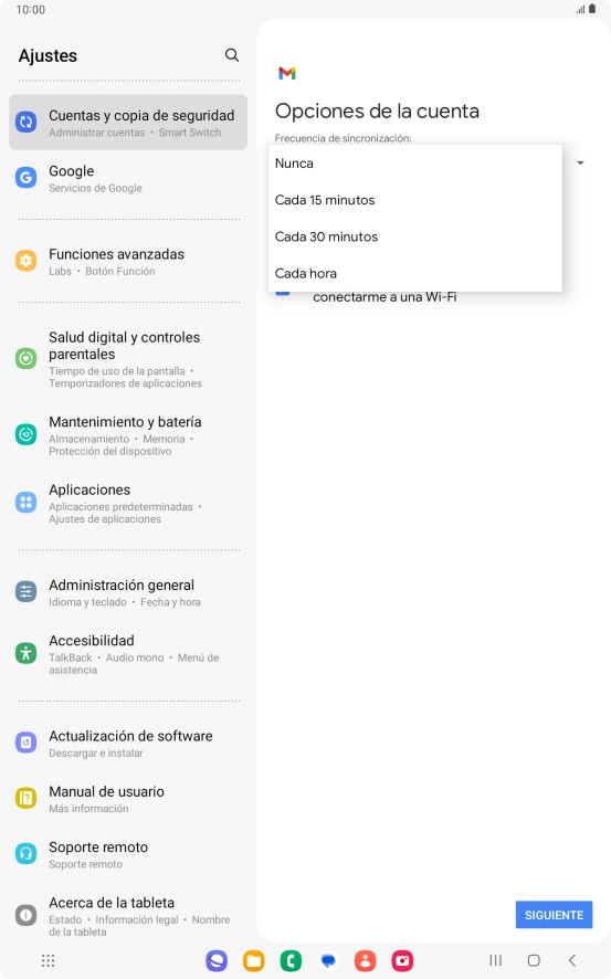 Pulsa el ajuste deseado.