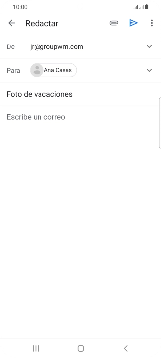 Pulsa en el campo de escritura  y escribe el texto del correo electrónico.