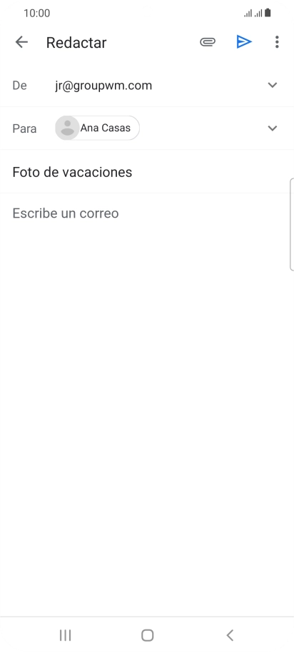 Pulsa en el campo de escritura  y escribe el texto del correo electrónico.