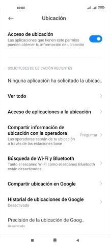 Pulsa Acceso de aplicaciones a la ubicación.