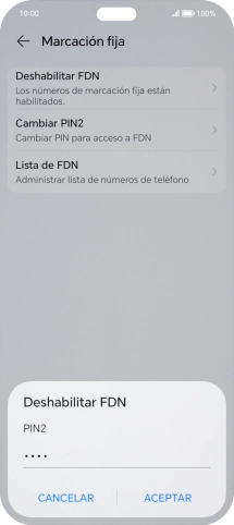 Introduce el código PIN2 y pulsa ACEPTAR.