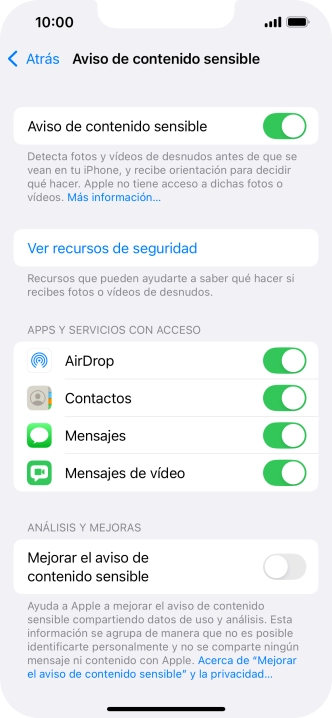 Pulsa el indicador junto a las aplicaciones deseadas para activar o desactivar la función.
