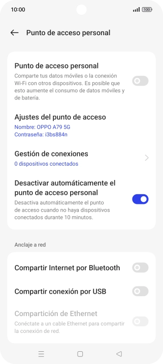 Pulsa Ajustes del punto de acceso.