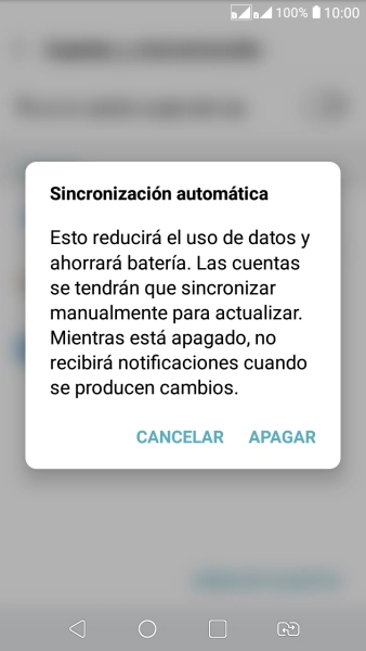 Si desactivas la función, pulsa APAGAR.