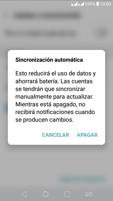 Si desactivas la función, pulsa APAGAR.