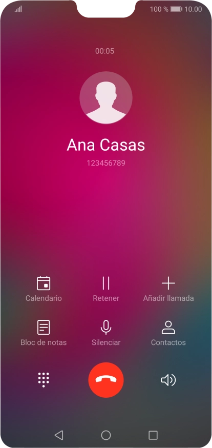 Pulsa el icono de finalizar llamada.