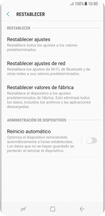 Pulsa Restablecer valores de fábrica.