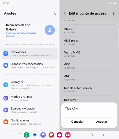 Introduce default y pulsa Aceptar.