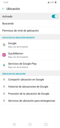 Pulsa Precisión de la ubicación de Google.