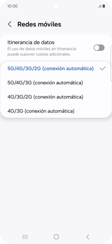 Pulsa el tipo de red deseado.