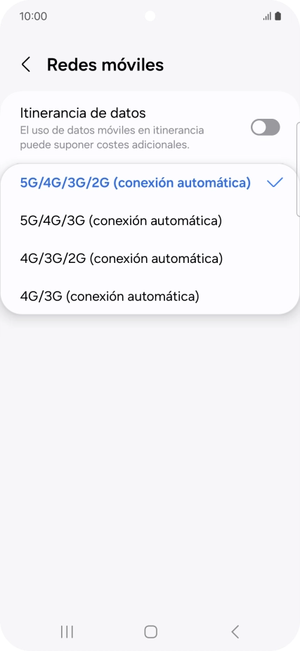 Pulsa el tipo de red deseado.