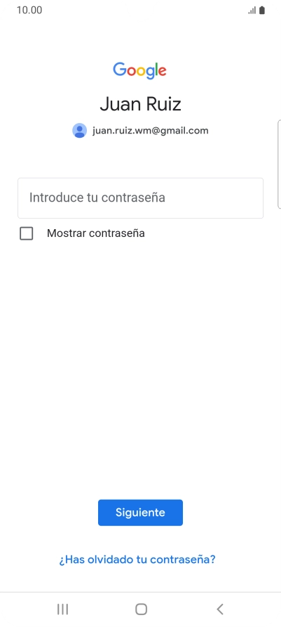 Pulsa Introduce tu contraseña e introduce la contraseña de tu cuenta de Google.