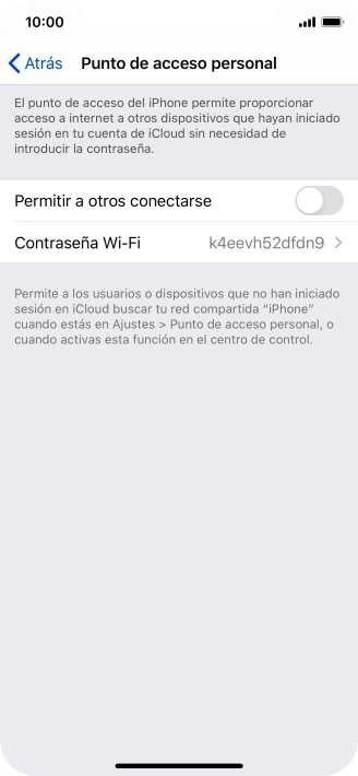 Pulsa Contraseña Wi-Fi e introduce una contraseña.