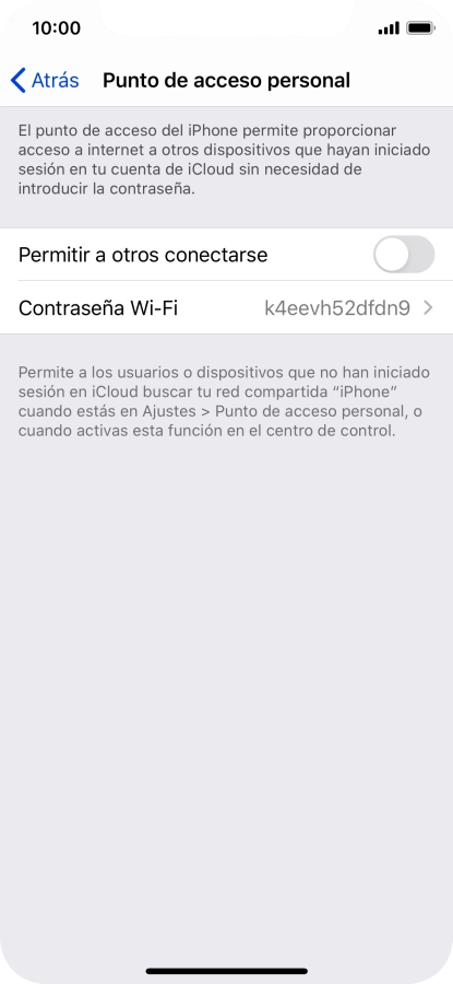 Pulsa Contraseña Wi-Fi e introduce una contraseña.
