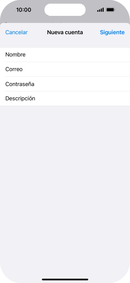 Pulsa Descripción e introduce el nombre de la cuenta de correo electrónico.
