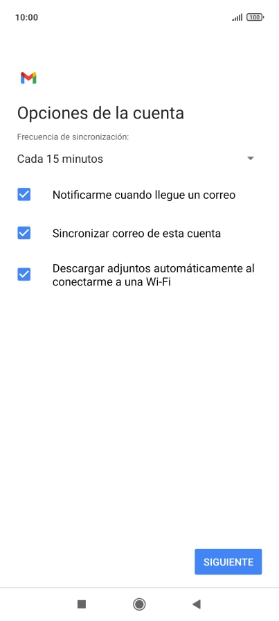 Si aparece en la pantalla esta imagen, tu cuenta de correo electrónico ha sido reconocida y configurada automáticamente. Sigue las indicaciones de la pantalla para introducir más información y terminar la configuración.