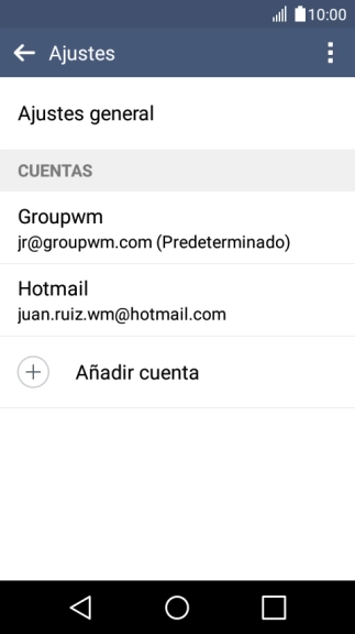 Pulsa la cuenta de correo electrónico deseada.