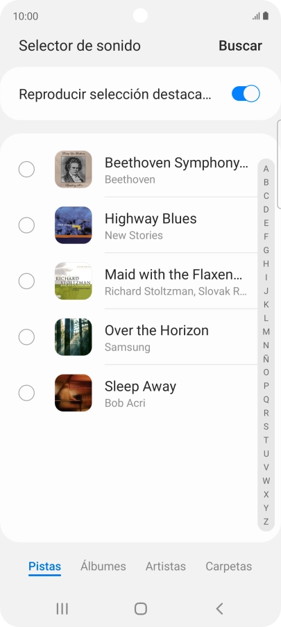 Pulsa los timbres de llamada deseados para escucharlos.