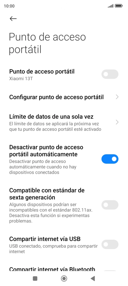 Pulsa Configurar punto de acceso portátil.