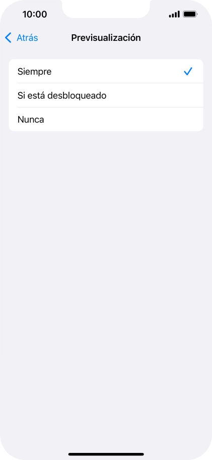 Para seleccionar la vista previa de las notificaciones en la pantalla de bloqueo, pulsa Siempre.