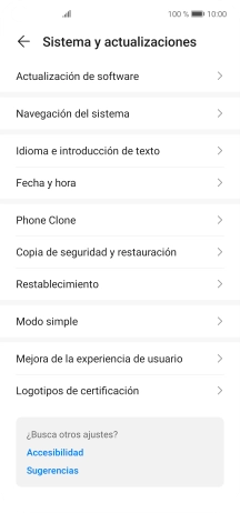 Pulsa Actualización de software. Si hay una versión de software nueva disponible, aparecerá ahora en la pantalla. Sigue las indicaciones de la pantalla para actualizar el software del teléfono.