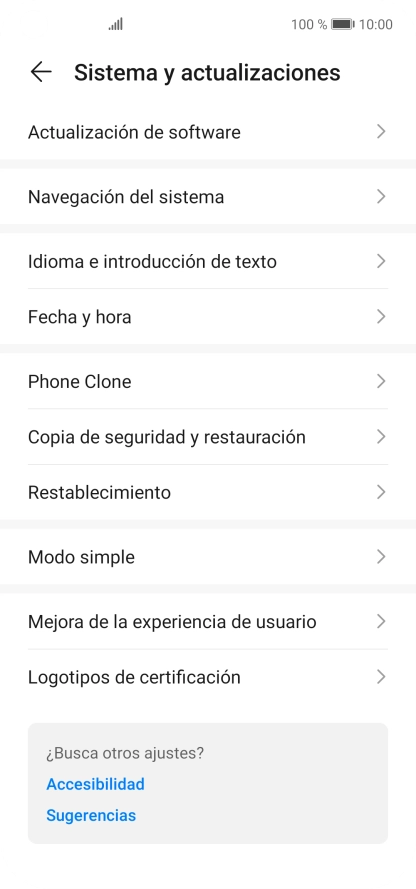 Pulsa Actualización de software. Si hay una versión de software nueva disponible, aparecerá ahora en la pantalla. Sigue las indicaciones de la pantalla para actualizar el software del teléfono.