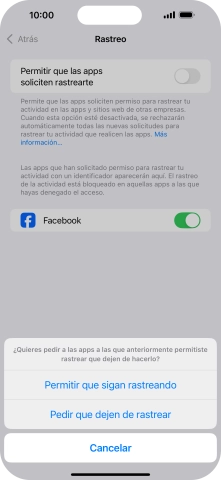 Si desactivas la función, pulsa el ajuste deseado.
