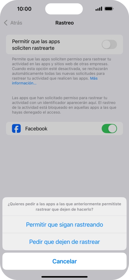Si desactivas la función, pulsa el ajuste deseado.