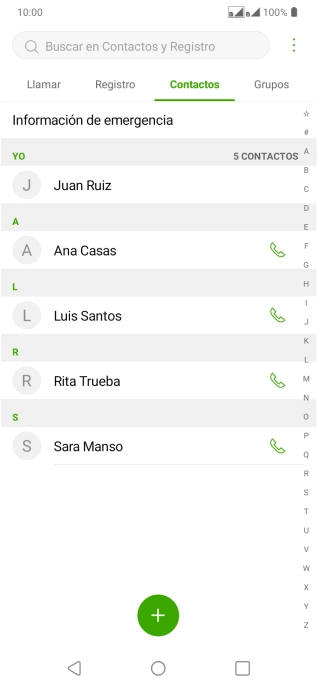 Pulsa el icono de nuevo contacto.