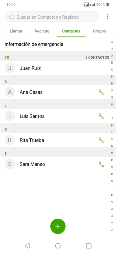 Pulsa el icono de nuevo contacto.