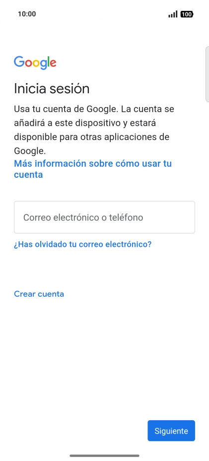 Si no tienes una cuenta de Google, pulsa Crear cuenta y sigue las indicaciones de la pantalla para ver cómo crear una cuenta nueva.