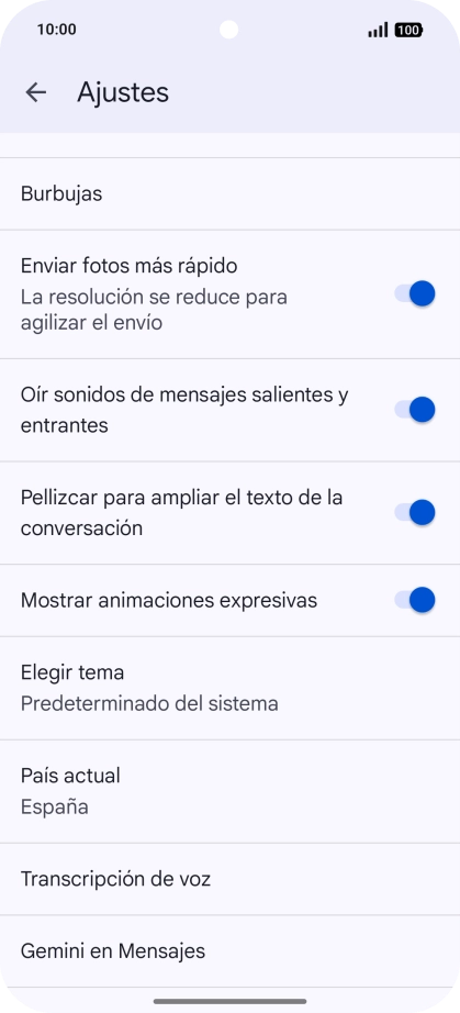 Pulsa Gemini en Mensajes.